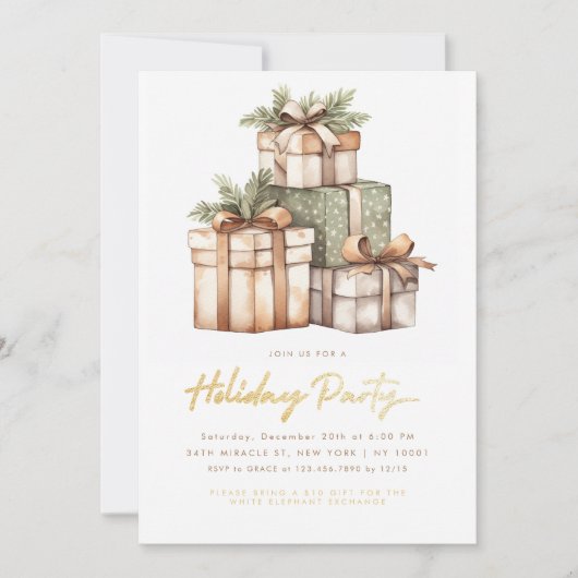 Kerst Gift Exchange White Elephant Party Kaart (Voorkant)