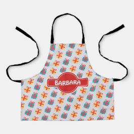 Kerst Gift Grijs Sinaasappel Minimal Pattern Schort