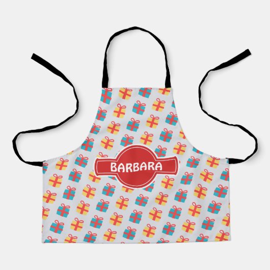 Kerst Gift Grijs Sinaasappel Minimal Pattern Schort (Voorkant)