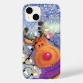 Kerst Gift iPhone Case met Happy Reindeer (Achterkant)