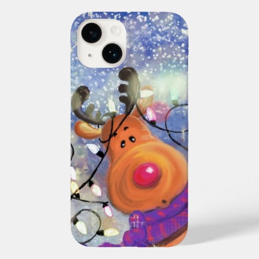 Kerst Gift iPhone Case met Happy Reindeer (Achterkant)