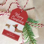 Kerst Gift Label Dachshund Gepersonaliseerde Doxie Cadeaulabel