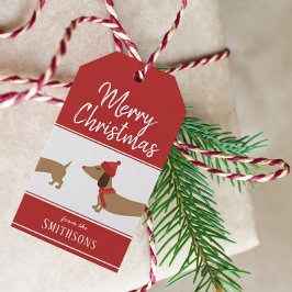Kerst Gift Label Dachshund Gepersonaliseerde Doxie Cadeaulabel