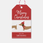 Kerst Gift Label Dachshund Gepersonaliseerde Doxie Cadeaulabel (Voorkant)