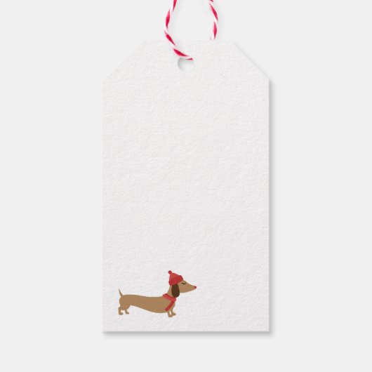 Kerst Gift Label Dachshund Gepersonaliseerde Doxie Cadeaulabel (Achterkant)