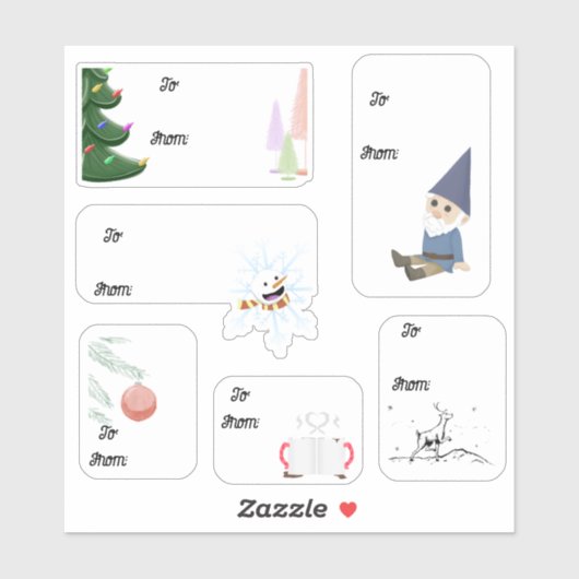 Kerst Gift Label Sticker Set (Vel)