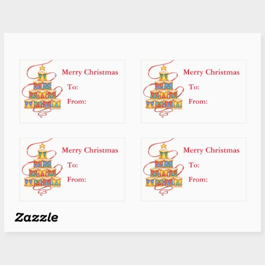 Kerst Gift Labels Boom van Drums (Vel)