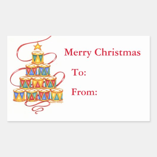 Kerst Gift Labels Boom van Drums (Voorkant)