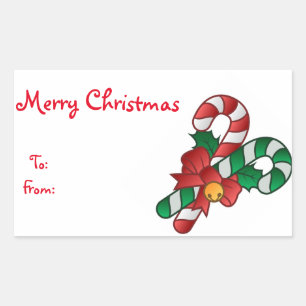 Kerst Gift Tags/Rechthoek Stickers/Candy Canes Rechthoekige Sticker