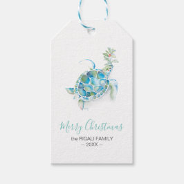Kerst Gift Tags Schattig Eenvoudig Zee Schildpad Cadeaulabel