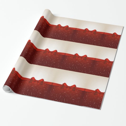 Kerst Gift Wrap/Rode lint en boog Cadeaupapier (Uitgerold)