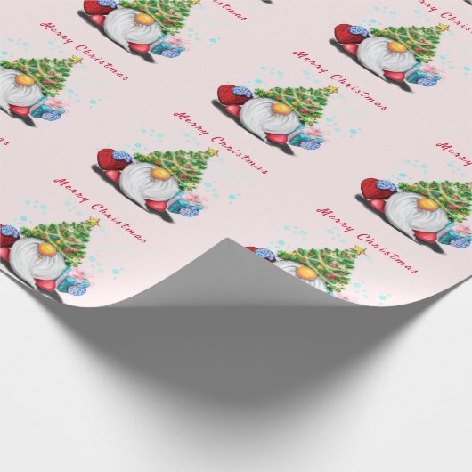 Kerst Gift Wrapping Papier met Schattigee Gnome (Hoek)