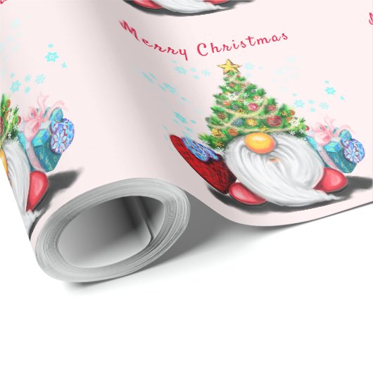 Kerst Gift Wrapping Papier met Schattigee Gnome (Rol Hoek)