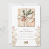 Kerst Gift Wrapping Party Eenvoudige Waterverf Kaart (Voorkant)