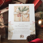 Kerst Gift Wrapping Party Eenvoudige Waterverf Kaart