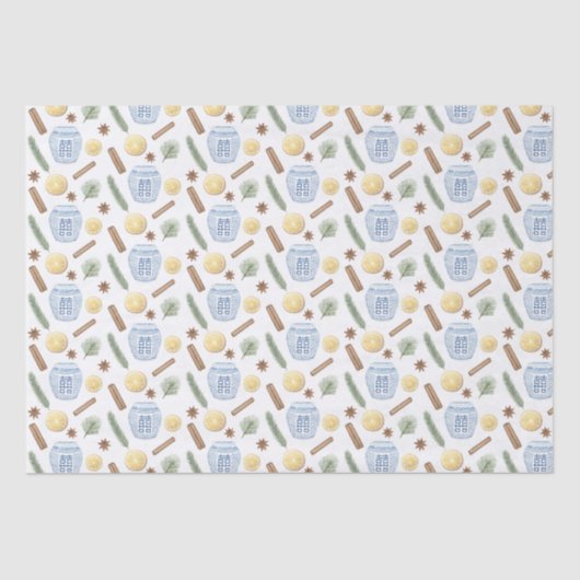 Kerst Ginger Jar Kaneel Sticks Star Anise Tissuepapier (Voorkant)