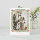 Kerst Ginger Jars Bow Garland Foto Feestdagenkaart (Staand voorkant)