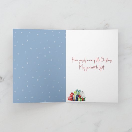 Kerst Ginger Kat Kijken naar een Kardinaal Kaart (Binnen)