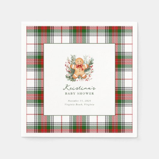Kerst Gingerbread Baby shower Cocktail servet (Voorkant)