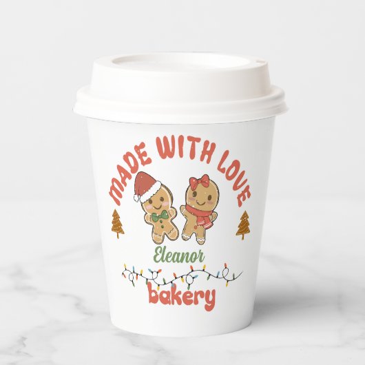 Kerst Gingerbread Bakkerij Papieren Bekers (Voorkant)