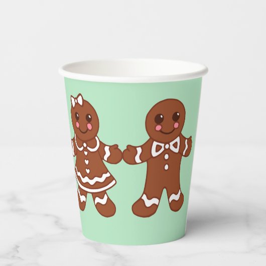 Kerst Gingerbread Boy Girl Coffee Drink Papieren Bekers (Achterkant)