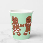 Kerst Gingerbread Boy Girl Coffee Drink Papieren Bekers (Voorkant)
