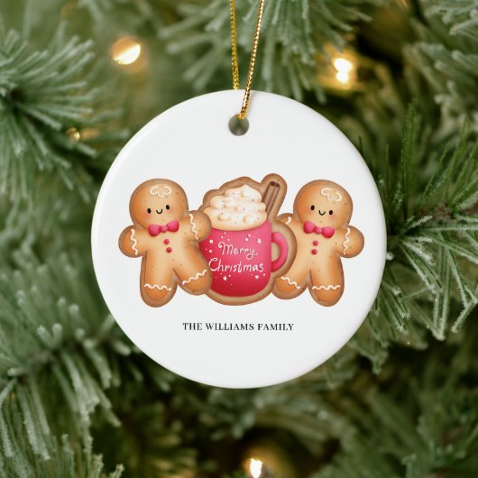 Kerst Gingerbread Cacao Naam Keramisch Ornament (Boom)