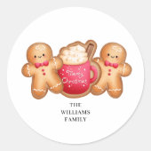 Kerst Gingerbread Cacao Naam Ronde Sticker (Voorkant)