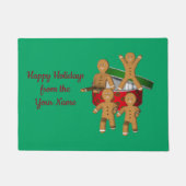 Kerst Gingerbread Cookie Mannen Gepersonaliseerd Deurmat (Voorkant)