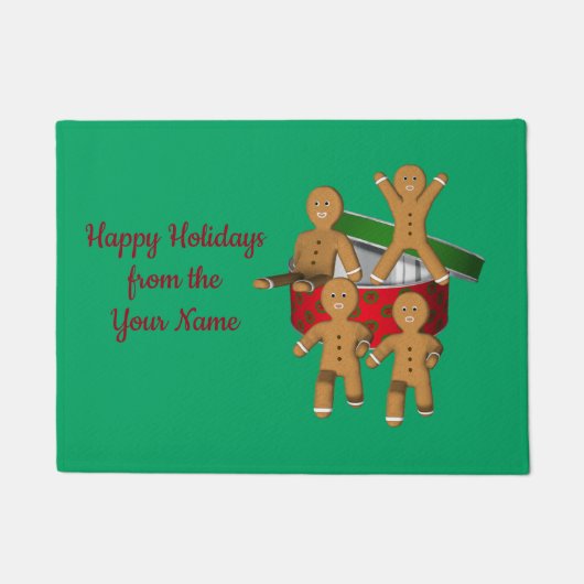 Kerst Gingerbread Cookie Mannen Gepersonaliseerd Deurmat (Voorkant)