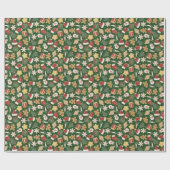 Kerst Gingerbread Cookie Pattern op Donkergroen Cadeaupapier (Vlak)