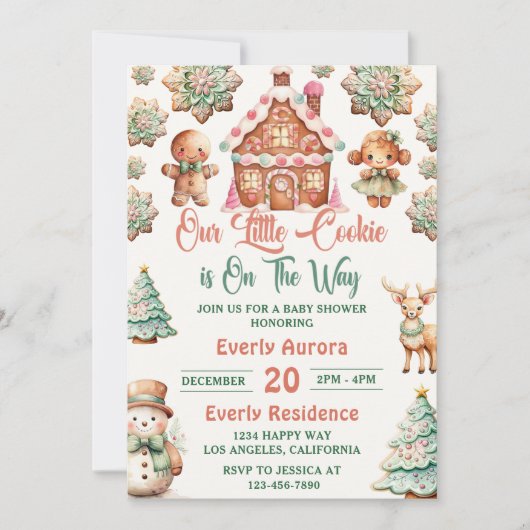 Kerst Gingerbread Cookies Baby shower Party Kaart (Voorkant)