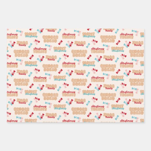 Kerst Gingerbread Cookies en Snoep Patterns Inpakpapier Vel (Voorkant 2)