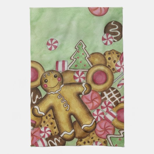 Kerst Gingerbread Cookies Keuken Handdoek Gift (Verticaal)