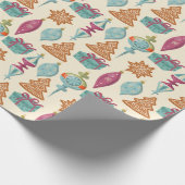 Kerst Gingerbread Cookies & Ornamenten Cadeaupapier (Hoek)