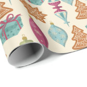 Kerst Gingerbread Cookies & Ornamenten Cadeaupapier (Rol Hoek)