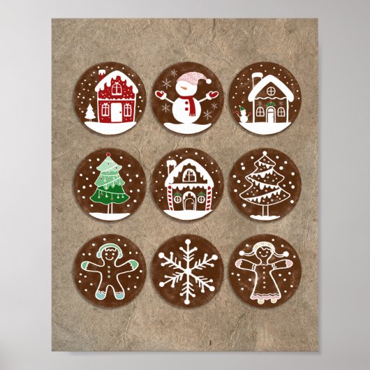 Kerst Gingerbread Cookies Wall Art Poster (Voorkant)
