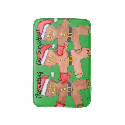 Kerst Gingerbread Dansers Badmat (Voorkant Verticaal)