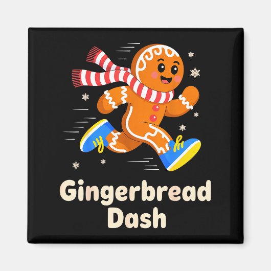 Kerst Gingerbread Dash Hardlopen Renner Xmas Mar Magneet (Voorkant)