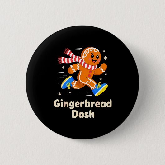Kerst Gingerbread Dash Hardlopen Renner Xmas Mar Ronde Button 5,7 Cm (Voorkant)