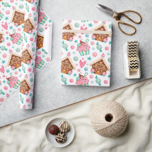 Kerst gingerbread en cupcakes cadeaupapier (Crafts)