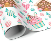 Kerst gingerbread en cupcakes cadeaupapier (Rol Hoek)