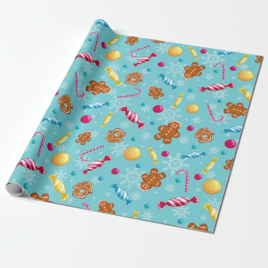 Kerst gingerbread en snoep cadeaupapier (Uitgerold)