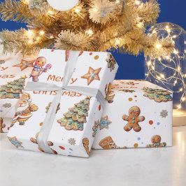 Kerst Gingerbread Fun Schattige Cadeaupapier