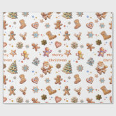 Kerst Gingerbread Fun Schattige Cadeaupapier (Vlak)
