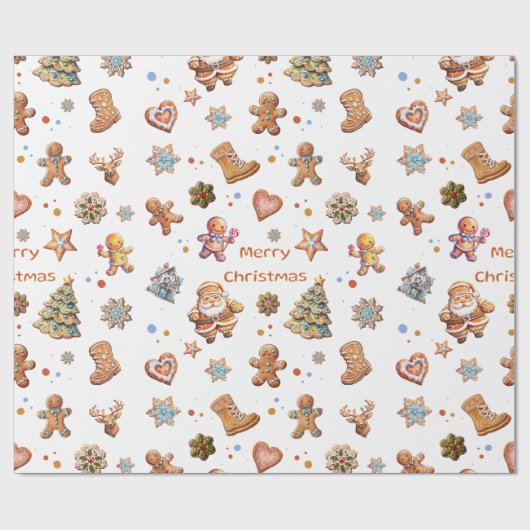 Kerst Gingerbread Fun Schattige Cadeaupapier (Vlak)