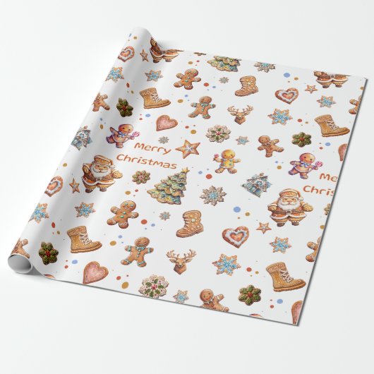 Kerst Gingerbread Fun Schattige Cadeaupapier (Uitgerold)