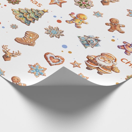 Kerst Gingerbread Fun Schattige Cadeaupapier (Hoek)