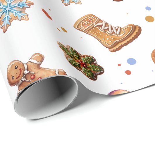 Kerst Gingerbread Fun Schattige Cadeaupapier (Rol Hoek)