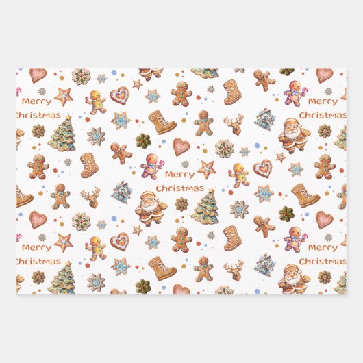 Kerst Gingerbread Fun Schattige Inpakpapier Vel (Voorkant)